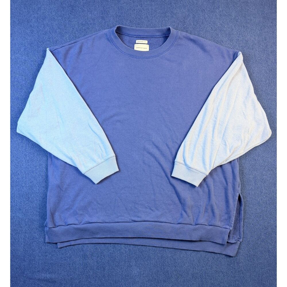 American Eagle Women’s M Blue Colorblock Amazingly Soft Crewneck Sweatshirt
